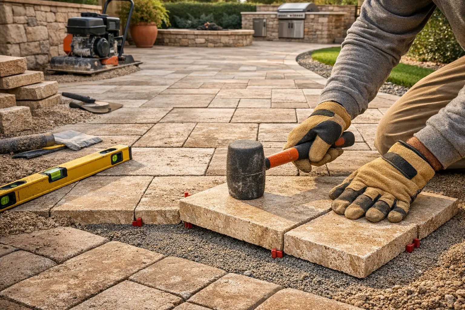 Travertine Paver Installation