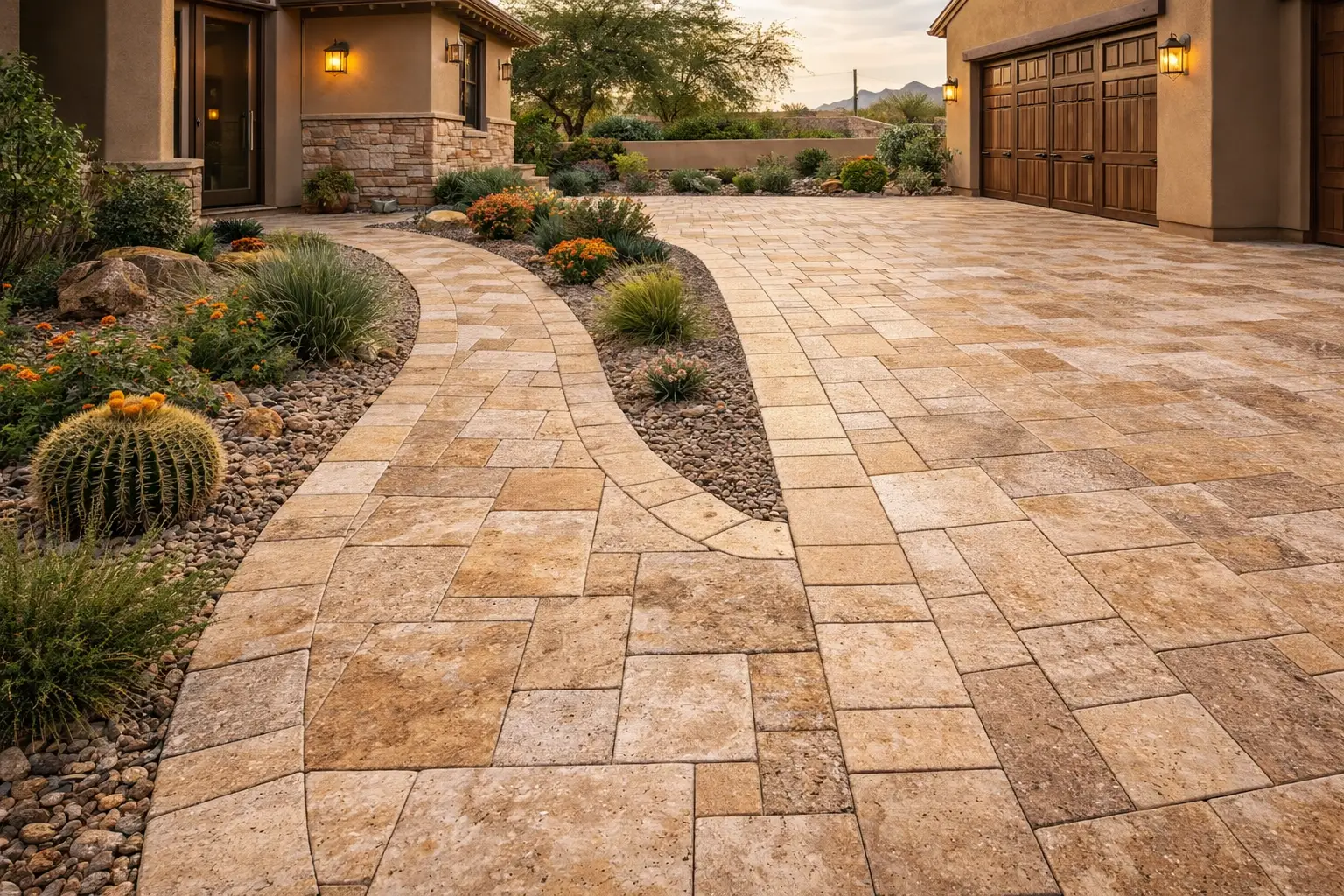Travertine Walkways & Driveways